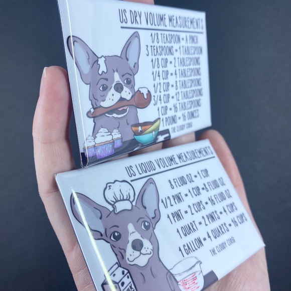 Gray Chihuahua Dog Measuring Chart Magnet Set Kitchen Cooking Baking Guide Gift - Picture 3 of 4